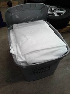 lot 156 image: Lot of (23) White Matte Satin Table Linens 132in. Round