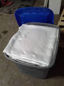 lot 161 image: Lot of (20) White Matte Satin Table Linens 132in. Round