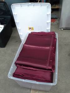 lot 171 image: Lot of (815) Burgundy Satin Chair Sashes, Table Runners
