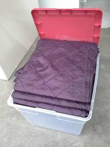 lot 174 image: Lot of (481) EggplantPlum Satin Chair Sashes and Table Runners