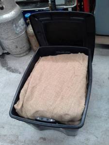 lot 175 image: Lot of (3) Burlap Tablecloths 120in. Round