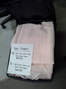 lot 305 image: Lot of (22) Blush Pink Sheer Voile Drapes