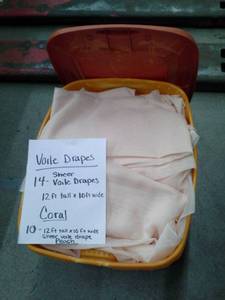 lot 307 image: Lot of (24) CoralPeach Voile Sheer Drapes