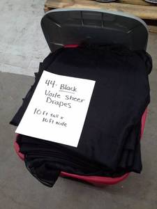 lot 315 image: Lot of (44) Black Voile Sheer Drapes 10ft.x10ft.