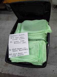 lot 317 image: Lot of (387) TealMint Green Satin Chair Sashes, Table Runners