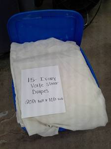 lot 326 image: Lot of (15) Ivory Voile Sheer Drapes 20ft.x10ft.