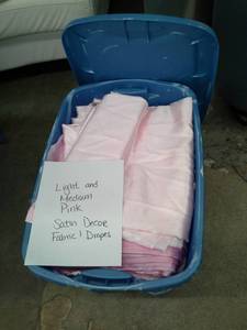 lot 327 image: Light and Medium Pink Satin Dcor Fabric and Drapes