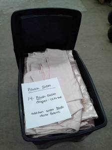 lot 330 image: Lot of (14) Blush Satin Drapes 12ft., Satin Blush Dcor Fabric