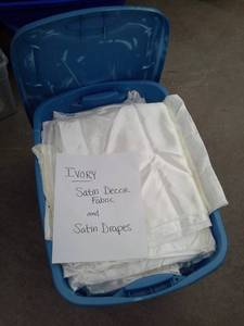 lot 335 image: Ivory Satin Dcor Fabric and Satin Drapes
