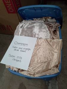 lot 338 image: Champagne Satin and Organza Dcor Fabric, Satin Drapes 12ft.