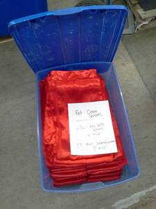 lot 340 image: Lot of (267) Red Satin Chair Sashes