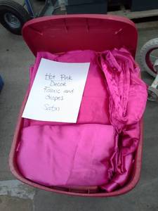 lot 341 image: Hot Pink Dcor Fabric and Satin Drapes