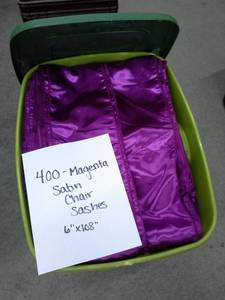 lot 346 image: Lot of (400) Magenta Satin Chair Sashes 6x108in.