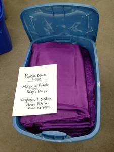 lot 364 image: Purple Dcor Fabric, Magenta Purple and Royal Purple Organza and Satin Dcor Fabric and Drapes