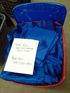 lot 366 image: Navy Blue Satin and Organza Dcor Fabric, Royal Blue Satin Dcor Fabric