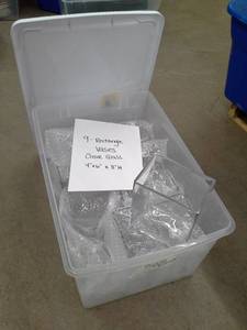 lot 380 image: Lot of (9) Clear Glass Rectangle Vases