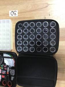 lot 30 image: Crafting Supplies Sewing Kit, Embroidery 30-Slot Zippered Organizer, (2) Small Item Organizers with Labels