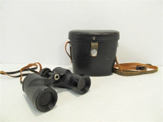 Pair of Vintage BURTON Binoculars w Leather Case Little Canada