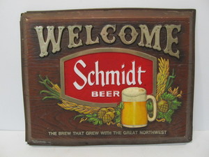 lot 9 image: Vintage SCHMIDT Embossed Beer Sign