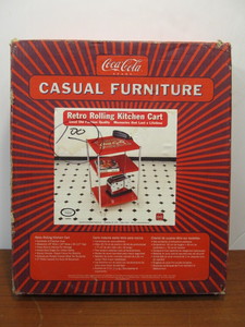 lot 32 image: COCA COLA Rolling Metal Kitchen Cart - NEW IN BOX