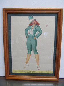 lot 71 image: Framed Vintage 1947 Pinup Calendar Print