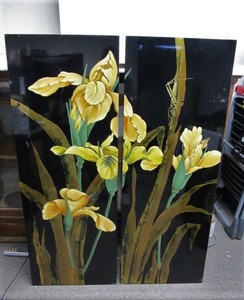lot 107 image: LARGE Hand Painted Oriental 2-Piece Wall Artwork