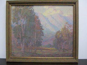 lot 108 image: Orig Antique Western OREGON TRAIL Fred Grayson Sayre Gouache Serigraph 