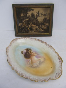 lot 78 image: Antique Victorian Portrait Platter & Mirror