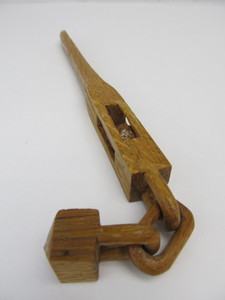 lot 82 image: Old Vintage Hand Carved Folk Art Wood Chain Whimsy Letter Opener