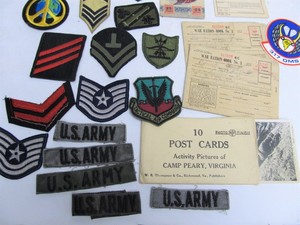 lot 75 image: Lot of Vintage US Military Patches Insignia Stamps etc