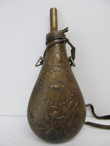 lot 144 image: Antique Brass U.S. Military Powder Flask