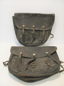 lot 156 image: Pair of Old Vintage Leather USA Motorcycle Saddle Bags