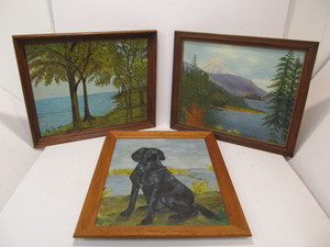 lot 162 image: 3 Vintage Framed Signed Oil Paintings