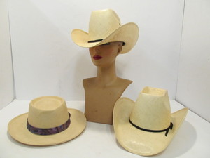 lot 169 image: 3 Mens Cowboy etc Hats