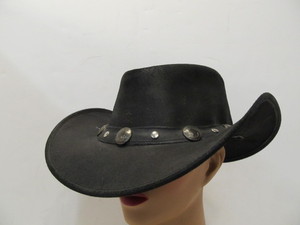lot 170 image: Mens Leather CowboyBush Hat - Black