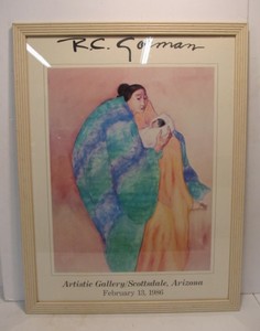 lot 194 image: R.C. Gorman Mother Embracing Child Print 1986 Artistic Gallery Scottsdale Arizona