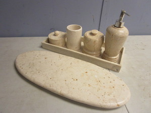 lot 129 image: DECORATIVE STONE BATHROOM SET