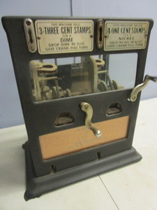 lot 150 image: ANTIQUE 3 AND 4 CENT POSTAGE STAMP DISPENSING MACHINE