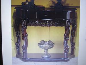 Carved Curved Console Table open bo...