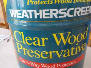 lot 78 image: 6 Gallon Pail Clear Wood Preservati...