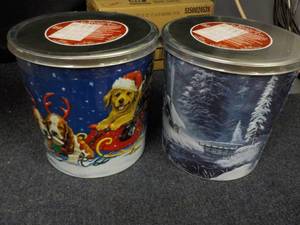 lot 175 image: set of 2 Holiday Tins of Popcorn, C...