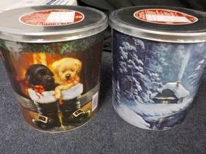 lot 177 image: set of 2 Holiday Tins of Popcorn, C...