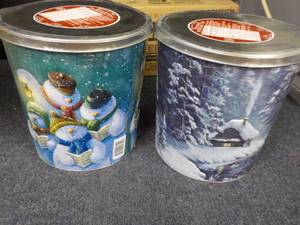 lot 178 image: set of 2 Holiday Tins of Popcorn, C...