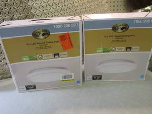 lot 13 image: Lot of 2 12 White Round LED Flush ...