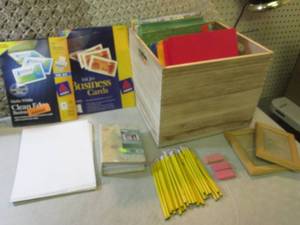 lot 128 image: Wood Box Full of Misc Pocket Folder...