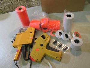 lot 129 image: Lot of 2 Price Tag Guns with Severa...