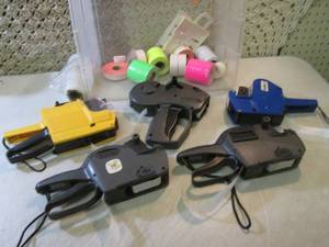 lot 130 image: Lot of Price Tag Guns with Misc Rol...