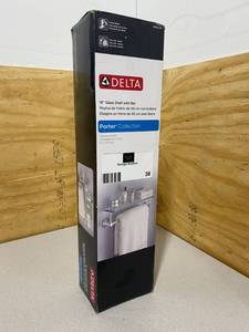 lot 38 image: DELTA Porter 18 in. Towel Bar with Glass Shelf in Chrome