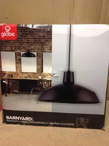 lot 6 image: Globe Electric 1-Light Matte Black Barn Light Pendant in good condition