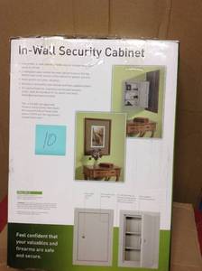 lot 10 image: Stack-On Mid-Sized In Wall Key Lock Security Cabinet, Beige not used